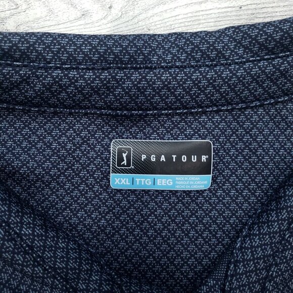 PGA Tour Golf Shirt Geometric Print Blue Mens Size XXL 2XL Travel Casual Preppy - Picture 7 of 10